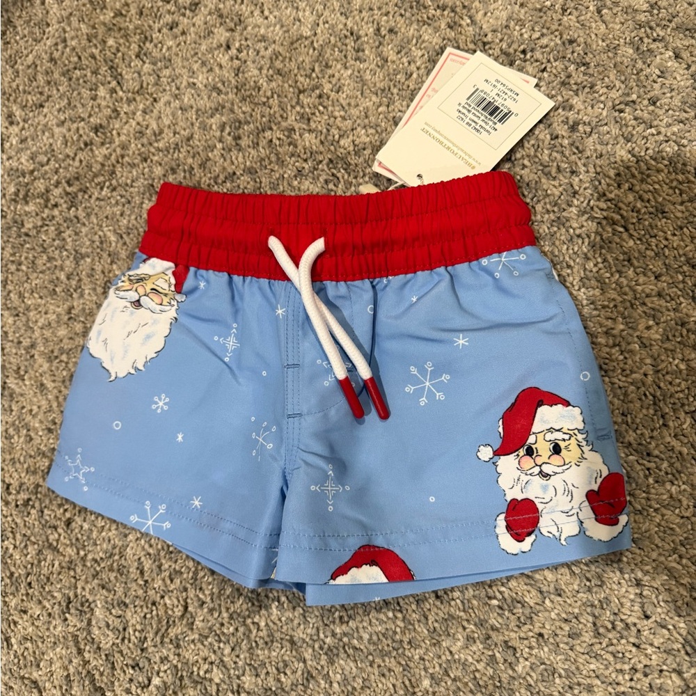 The Beaufort Bonnet Company Red and Blue Kids Swim Trunks